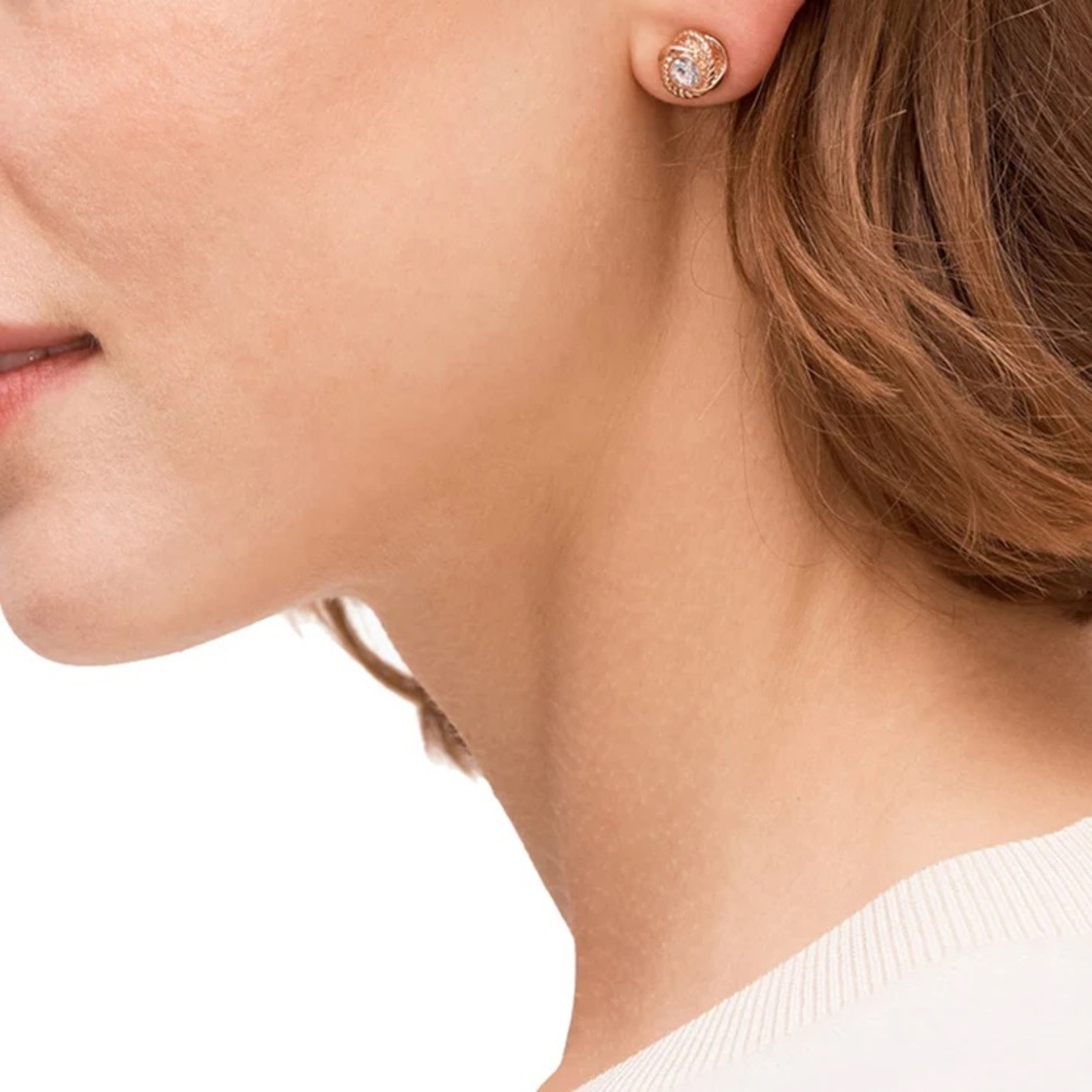 Kate Spade Rose Gold Infinity & Beyond Crystal Knot Stud Earrings - Picture 4 of 4
